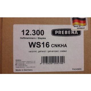 Klammer Prebena Typ WS 16 mm 12.300 Stück / Schachtel