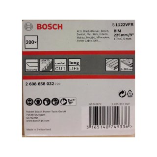 Bosch Sägeblatter S1122 VFR 225 mm länge     BI Metall 200er Packung